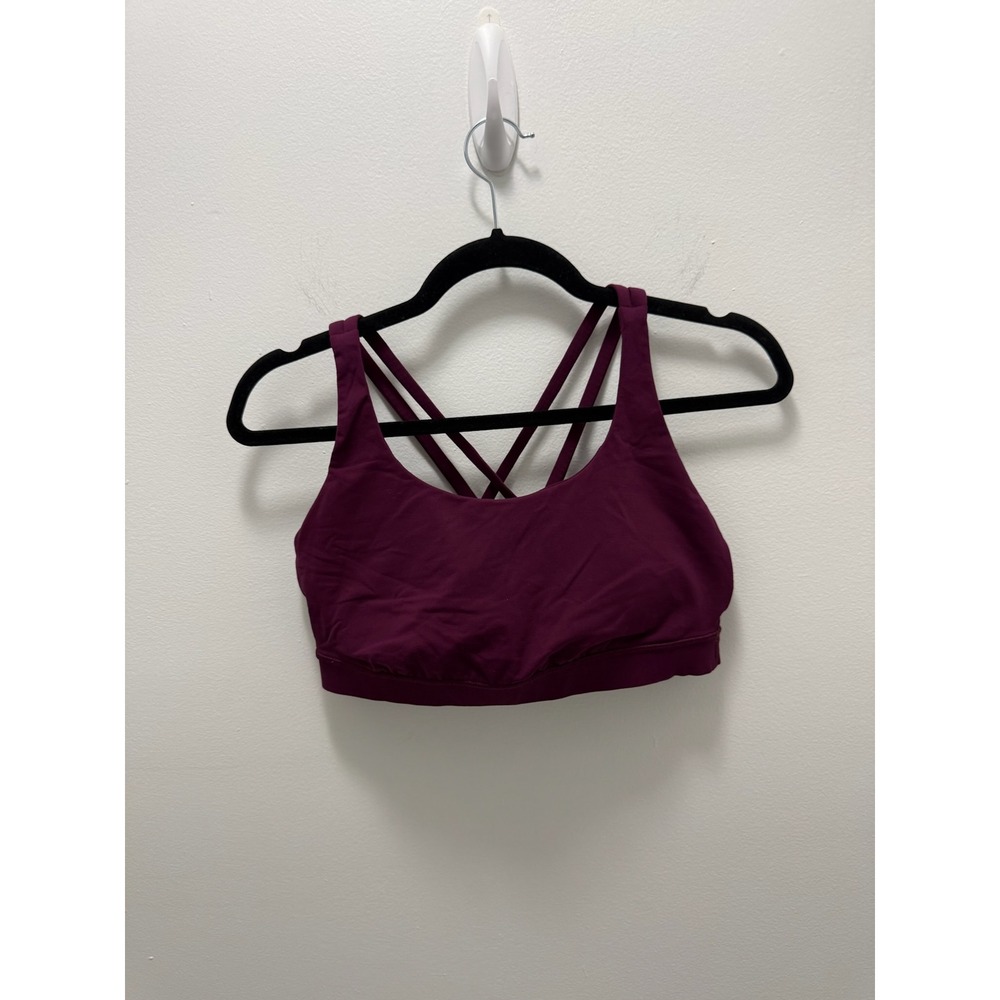 Lululemon Energy Sports Bra Strappy Back Burgundy Plum Size 10